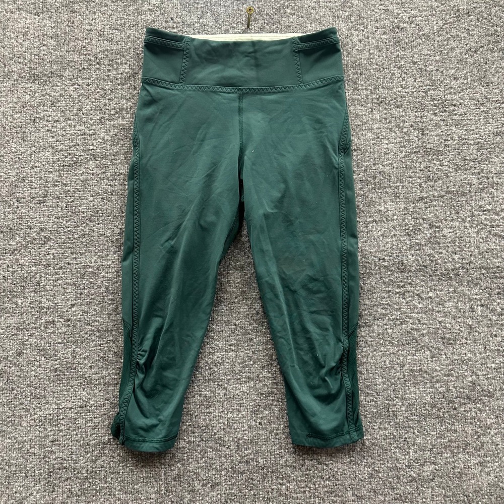 Lululemon Leggings Womens Size 4 Green Crop High Rise Zipper Pocket Athletic